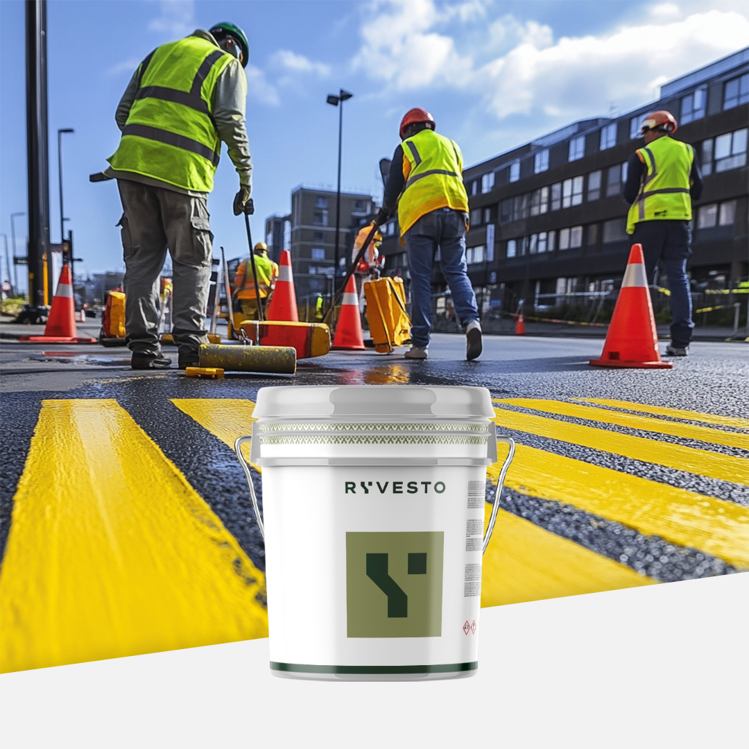 ryvesto markingroad - vernice base acqua per segnaletica orizzontale. colore giallo - kg 20 - foto 1