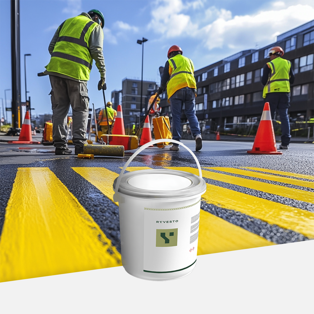 ryvesto markingroad - vernice base acqua per segnaletica orizzontale. colore giallo - kg 5 - foto 1
