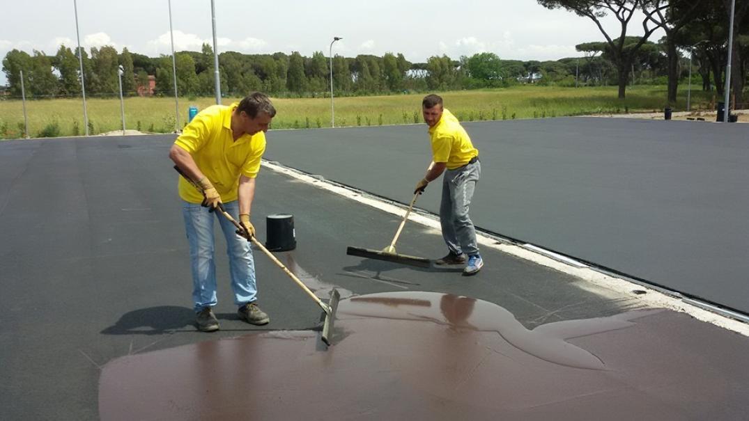 ryvesto tennys finish resina - rivestimento di finitura pedonabile per campi sportivi.  colori: rosso - kg 5 - foto 3