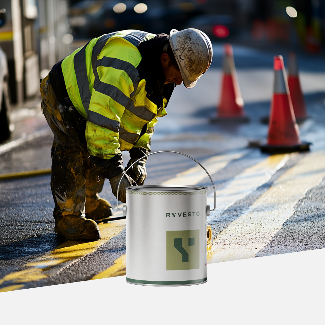 ryvesto parkingline 300 - vernice sintetica rifrangente per segnaletica stradale. colore giallo - kg 5 - foto 1