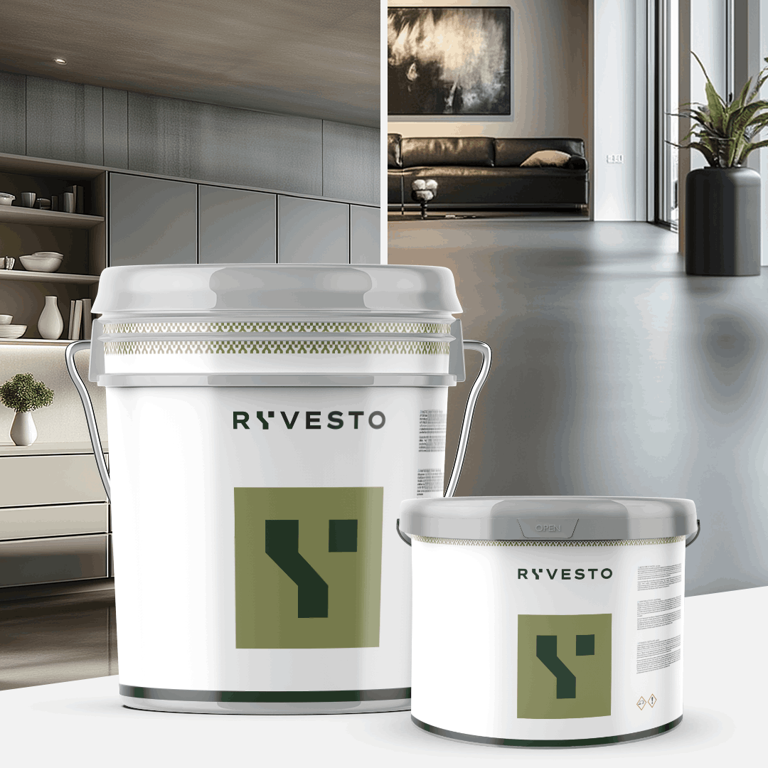 ryvesto waterfinish 2k plus - satin (a+b) - ral 7039 grigio quarzo - finitura poliuretanica idrodiluibile bicomponente a base di resine sintetiche modificate - kg 6 - a (5,5 kg) + b (0,5 kg) - foto 4