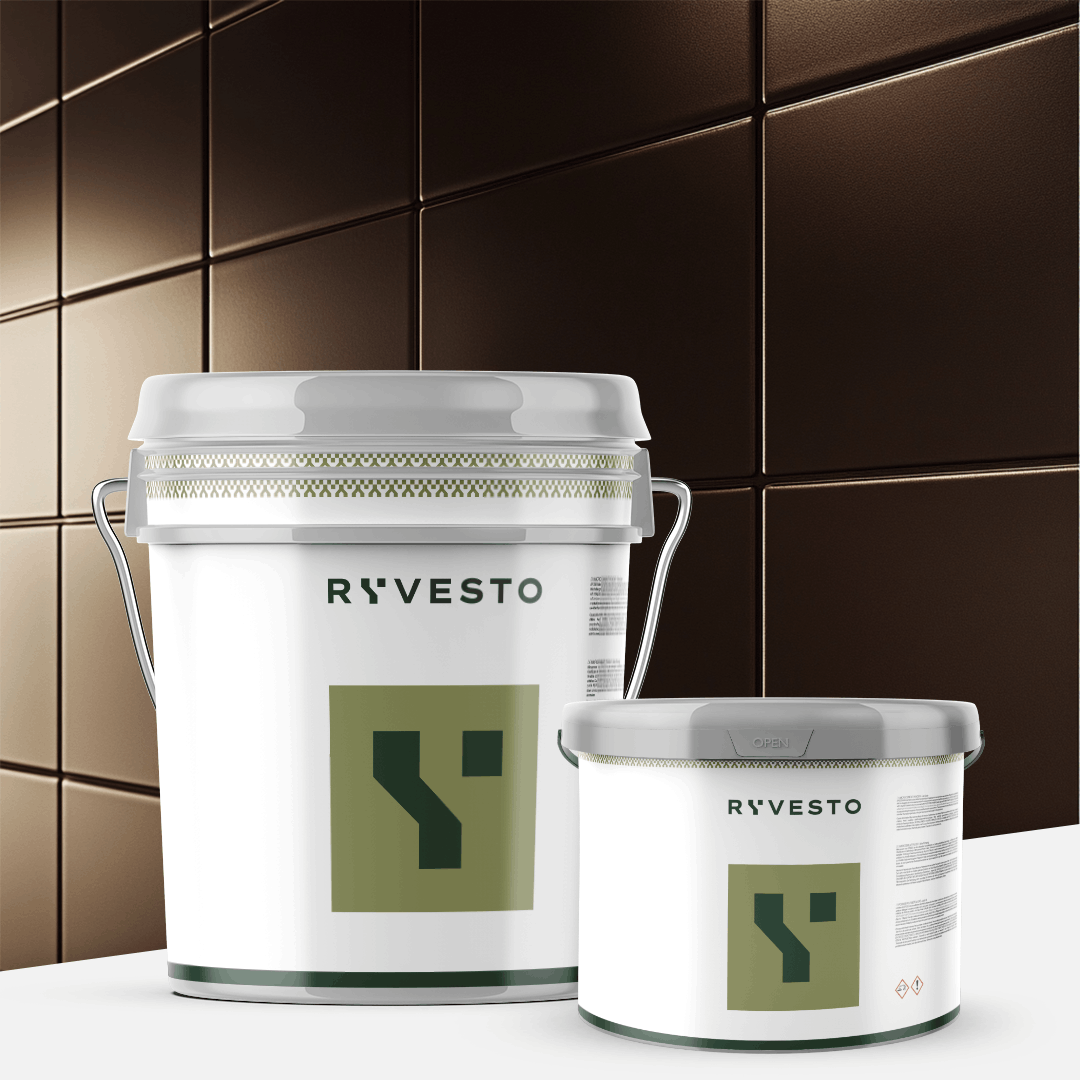 ryvesto waterfinish 2k plus - satin (a+b) - ral 8017 marrone cioccolata - finitura poliuretanica idrodiluibile bicomponente a base di resine sintetiche modificate - kg 6 - a (5,5 kg) + b (0,5 kg) - foto 1