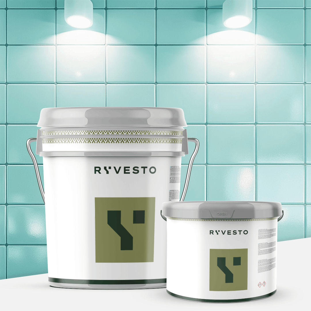 ryvesto waterfinish 2k plus - satin (a+b) - ral 6034 turchese pastello - finitura poliuretanica idrodiluibile bicomponente a base di resine sintetiche modificate - kg 6 - a (5,5 kg) + b (0,5 kg) - foto 1