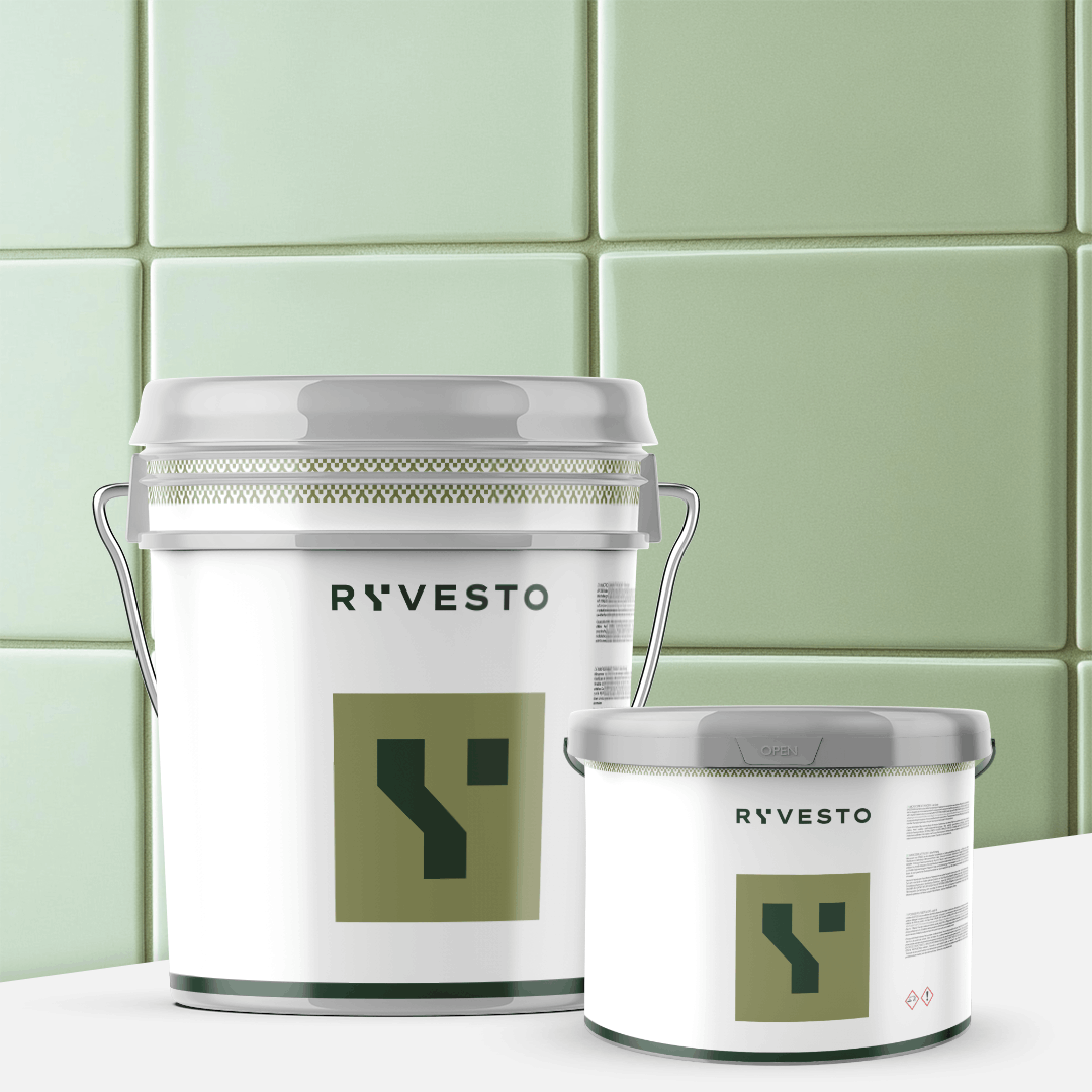 ryvesto waterfinish 2k plus - semi-shiny (a+b) - ral 6021 verde pallido - finitura poliuretanica idrodiluibile bicomponente a base di resine sintetiche modificate - kg 1,2 - a (1,1 kg) + b (0,1 kg) - foto 1 ryvesto waterfinish 2k plus - semi-shiny (a+b) - ral 6021 verde pallido - finitura poliuretanica idrodiluibile bicomponente a base di resine sintetiche modificate - kg 1,2 - a (1,1 kg) + b (0,1 kg) - foto 1