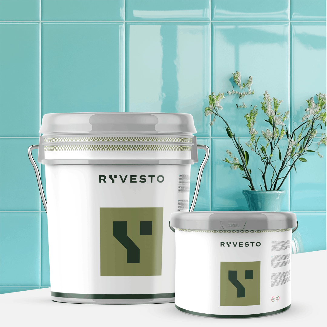 ryvesto waterfinish 2k plus - semi-shiny (a+b) - ral 6034 turchese pastello - finitura poliuretanica idrodiluibile bicomponente a base di resine sintetiche modificate - kg 1,2 - a (1,1 kg) + b (0,1 kg) - foto 1