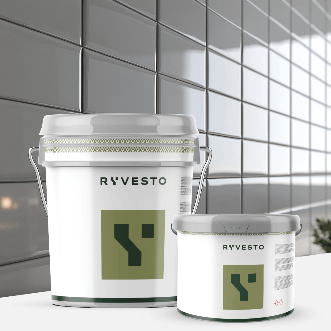 ryvesto waterfinish 2k plus - semi-shiny (a+b) - ral 7033 grigio cemento - finitura poliuretanica idrodiluibile bicomponente a base di resine sintetiche modificate - kg 1,2 - a (1,1 kg) + b (0,1 kg) - foto 1