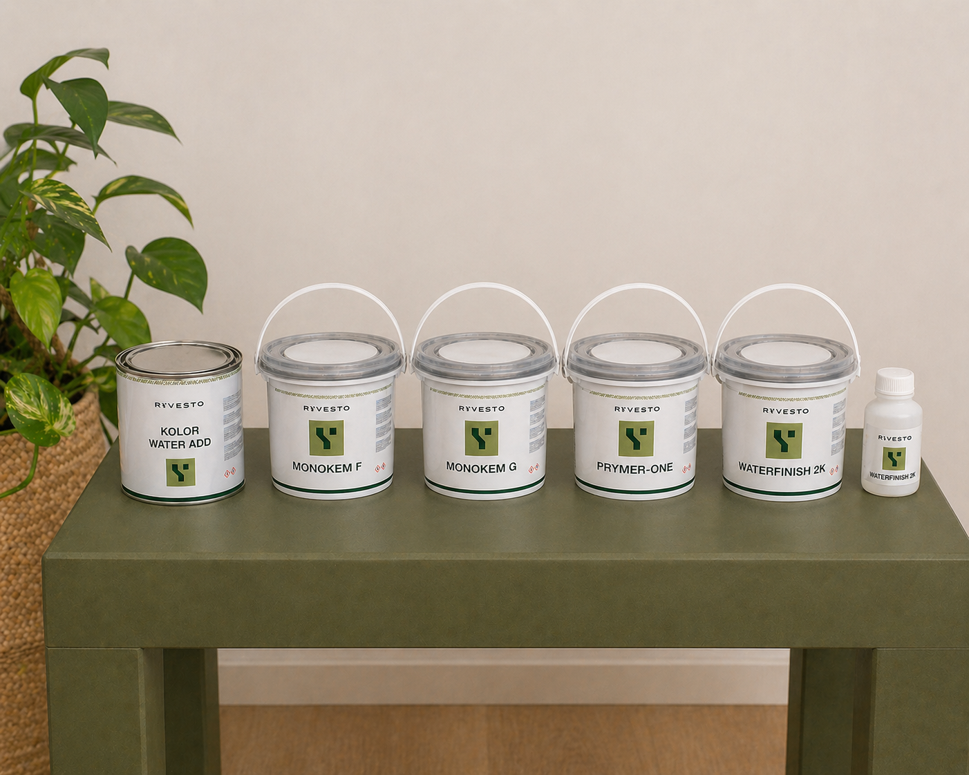 ryvesto set monokem per tavolo in legno o similiari -  1,5 m² - verde oliva - foto 1